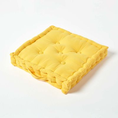 Coussin de sol - jaune uni - 50 x 50 cm - HOMESCAPES