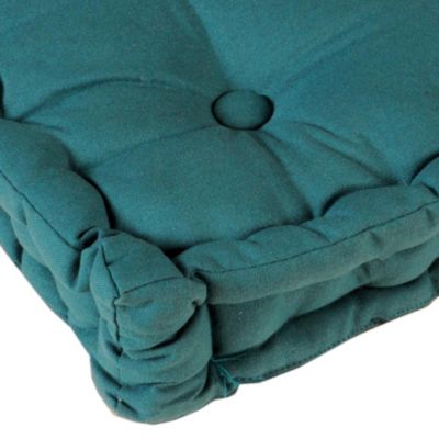Coussin de sol épais bicolore 10cm Bleu Canard et Anse Moutarde pour un intérieur stylé