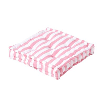 Coussin de sol rose - grandes rayures - 40 x 40 cm - HOMESCAPES