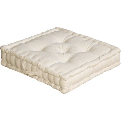 Coussin de sol uni en pur coton (50x50x10 cm - Ecru)