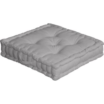 Coussin de sol uni en pur coton (50x50x10 cm - Gris clair)