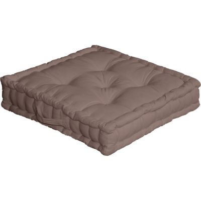 Coussin de sol uni en pur coton (50x50x10 cm - Taupe)