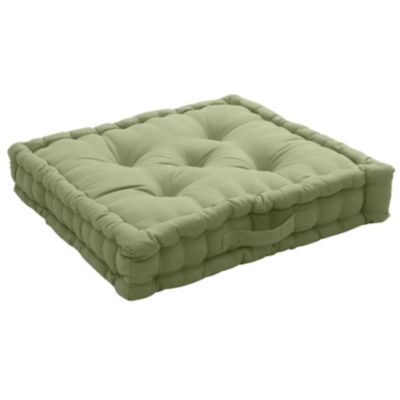 Coussin de sol uni en pur coton (50x50x10 cm - Vert Olive)