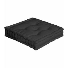 Coussin de sol uni noir - 50x50cm - Noir