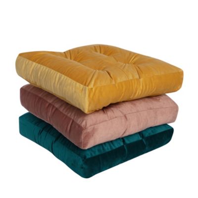 Coussin de sol Vally L.50 x l.50 x ep. 8 cm velours rose