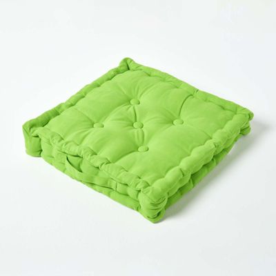 Coussin de sol - vert citron uni - 40 x 40 cm - HOMESCAPES
