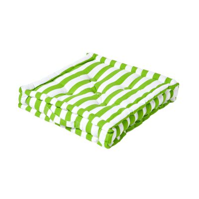 Coussin de sol vert - grandes rayures - 40 x 40 cm - HOMESCAPES