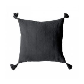 COUSSIN DEHOUSSABLE EN COTON RECYCLE GRIS ANTHRACITE "BOMBAY" - 40x40cm - Gris anthracite