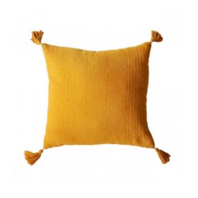 COUSSIN DEHOUSSABLE EN COTON RECYCLE MOUTARDE "BOMBAY" - 40x40cm - Moutarde