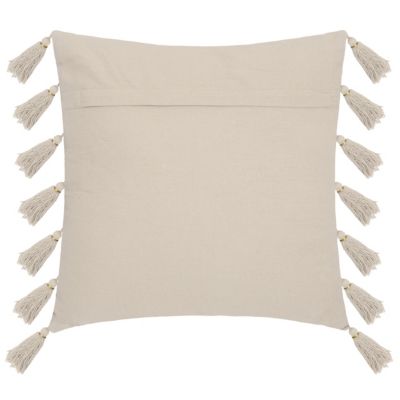 Coussin déhoussable Gypsy à pompons beige ivoire L.50 x l.50 cm Atmosphera