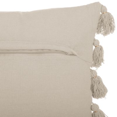 Coussin déhoussable Gypsy à pompons beige ivoire L.50 x l.50 cm Atmosphera