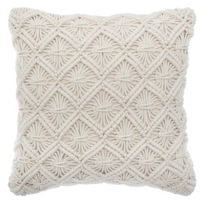 Coussin déhoussable Macramé été beige L.40 x l.40 cm Atmosphera