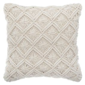 Coussin déhoussable Macramé été beige L.40 x l.40 cm Atmosphera