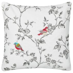 Coussin DILLENIA Coton 45 x 45 cm Animal Broderie Blanc