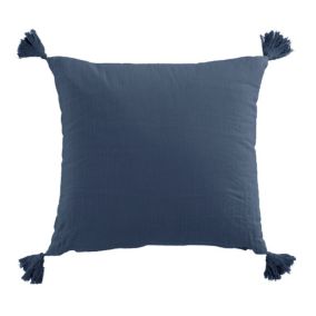 Coussin double gaze bleu pétrole 40x40