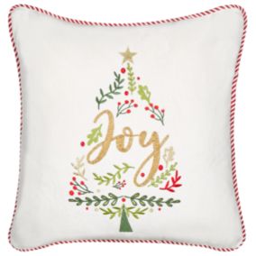 Coussin ECHEVERIA Velours 45 x 45 cm Blanc Motif de Noël