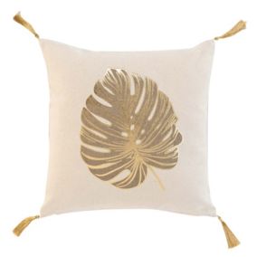 Coussin en coton au style nature dorée (40x40 cm - Naturel)