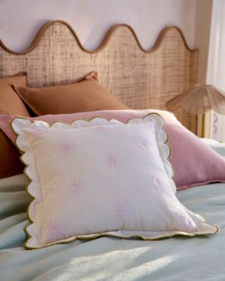Coussin en coton crème 50 x 50 cm avec soleils brodés, contour festonné Maison Paloma x Castorama