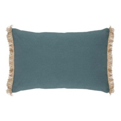 Coussin en coton et jute (38x58 cm - Bleu)