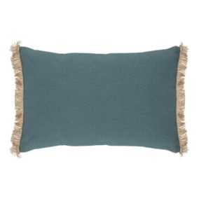 Coussin en coton et jute (38x58 cm - Bleu)