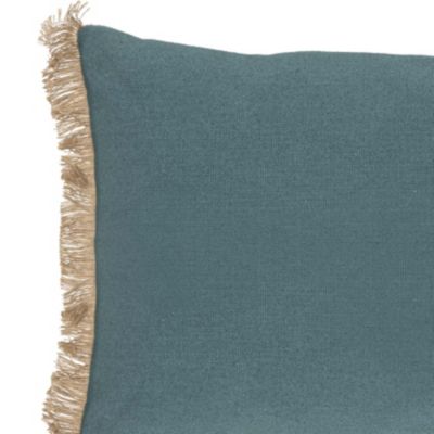 Coussin en coton et jute (38x58 cm - Bleu)