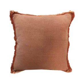Coussin en coton tressé à franges terracotta L.45 x l.45cm Ornami