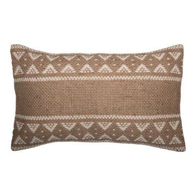 Coussin en jute Halus GoodHome L.50 x l.30 cm marron beige
