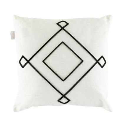Coussin en lin écru motif losange noir stylisé IZMIR