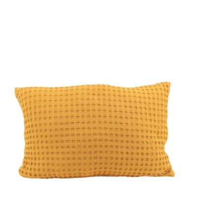 Coussin en tissu gauffré jaune 40x60cm