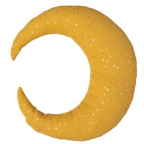 Coussin enfant "Berlingot" lune - coton - jaune ocre - 32x28 cm - Atmosphera