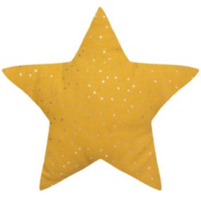 Coussin enfant "Berlingot" étoile - coton - jaune ocre - 40x40 cm - Atmosphera