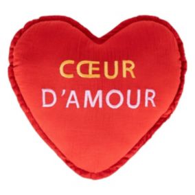 Coussin enfant forme cœur Soha rouge 40x40cm - Atmosphera