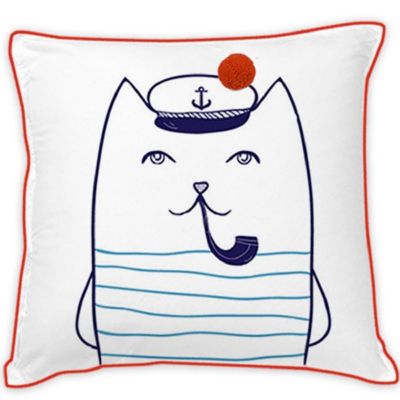 Coussin enfant imprimé chat marin en coton 40x40cm 40x40cm