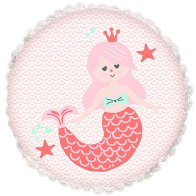 Coussin enfant imprimé sirène en coton 30x30cm 30x30cm