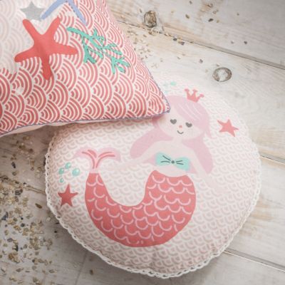 Coussin enfant imprimé sirène en coton 30x30cm 30x30cm