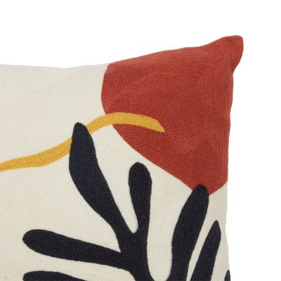 Coussin Esna Effet brodé 45x45cm GoodHome Blanc, marron et jaune