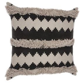 Coussin ethnique en macramé (60x60 cm - Noir)
