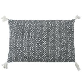 Coussin ethnique motif ethno blanc et gris 60x40