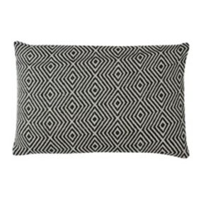 Coussin ethnique motif ikat naturel et noir 60x40