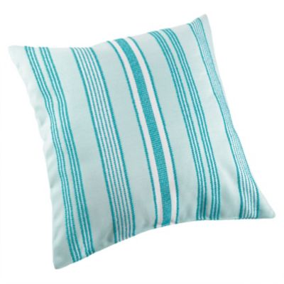 Coussin extérieur déperlant rayé (50x50 cm - Turquoise)