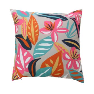 Coussin extérieur impression fleurie (60x60 cm - Fuchsia)