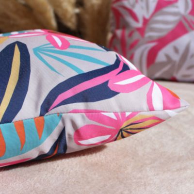 Coussin extérieur impression fleurie (60x60 cm - Fuchsia)