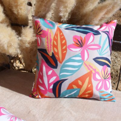 Coussin extérieur impression fleurie (60x60 cm - Fuchsia)