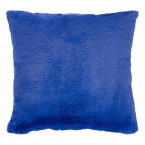Coussin fausse fourrure "Couka" bleu indigo 45x45cm - Atmosphera