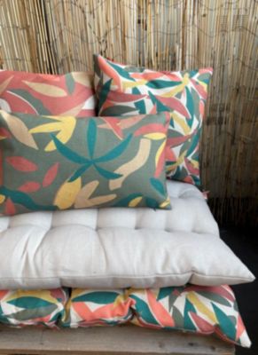 Coussin feuillage vert kaki L.50 x l.30 x ep.4 cm Ornami