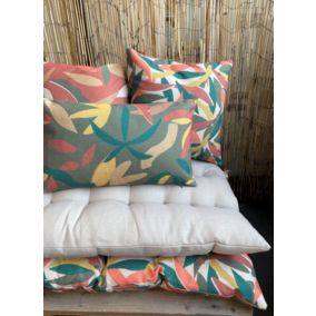 Coussin feuillage vert kaki L.50 x l.30 x ep.4 cm Ornami