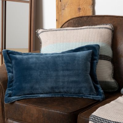 Coussin flanelle Cuddly bleu égéen 38x58cm - Atmosphera Créateur d'intérieur
