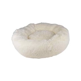 Coussin Fluffy - couchage animaux rond apaisant - Love Story - couchage animaux  Ecru D.75 x H.24 cm