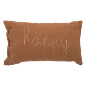 Coussin gaze de coton avec mot doux (30x50 cm - Marron Brun)