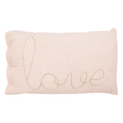 Coussin gaze de coton avec mot doux (30x50 cm - Rose Clair)